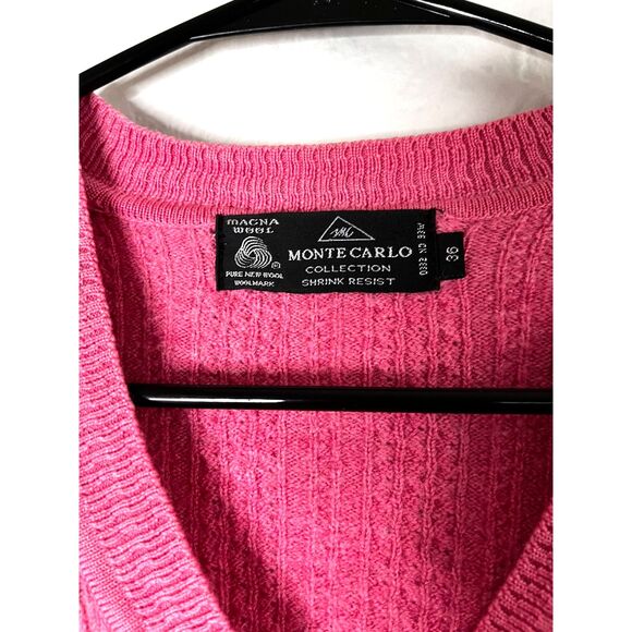 Women's MonteCarlo 100% Magna Wool Pink Retro Rockabilly Cardigan Size 36/M - Picture 5 of 8